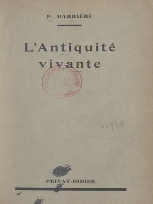 cover image of L'Antiquité vivante